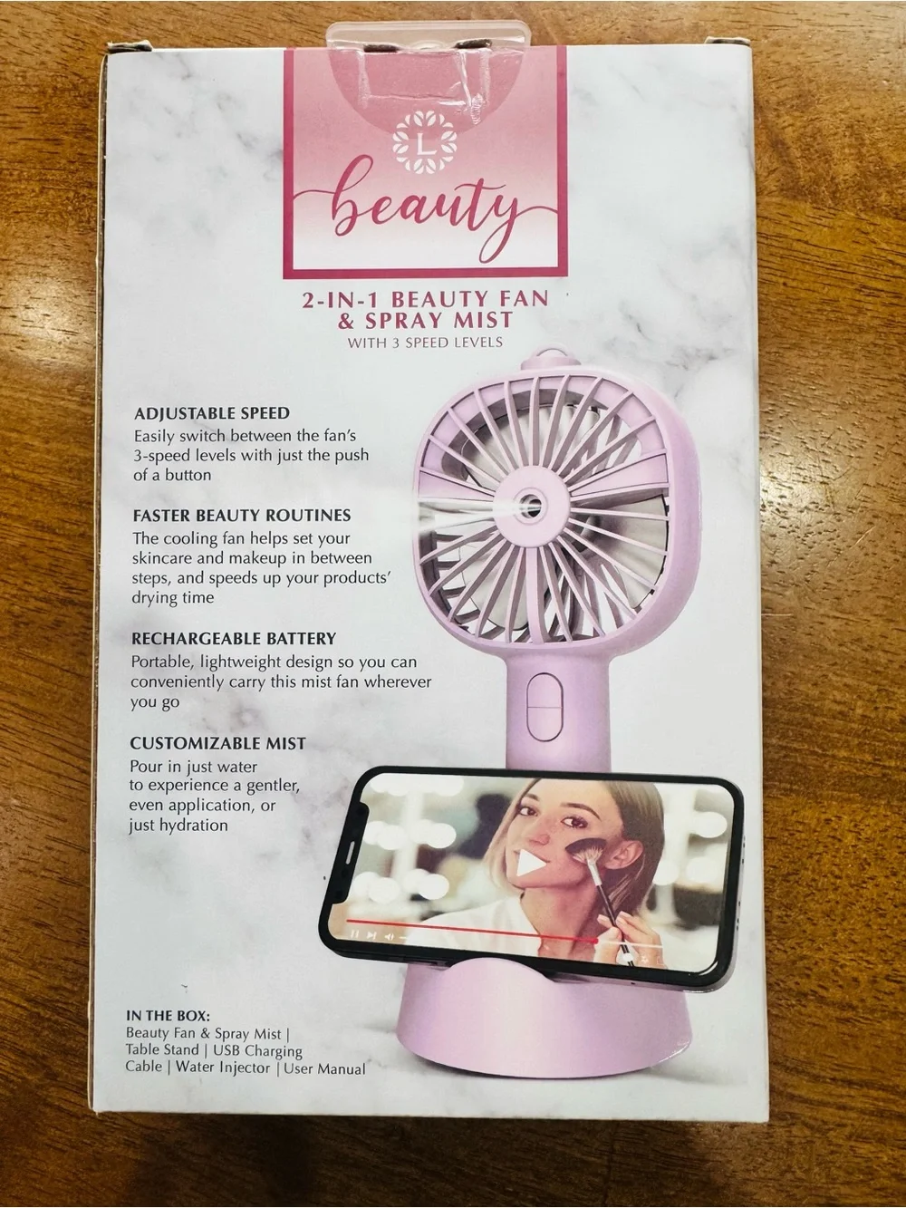 2 in 1 Standing Beauty Fan Rechargeable Makeup Fan and Phone Stand